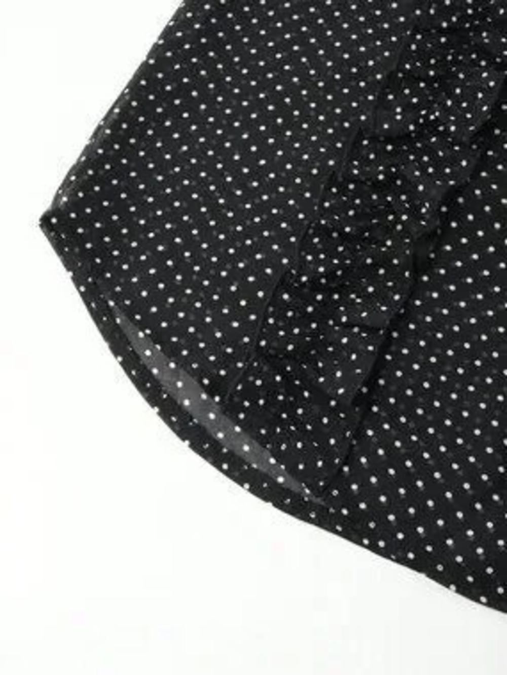 Black Casual Women's Loose Stand Collar Geometric Polka Dot Bishop Sleeve Shirt